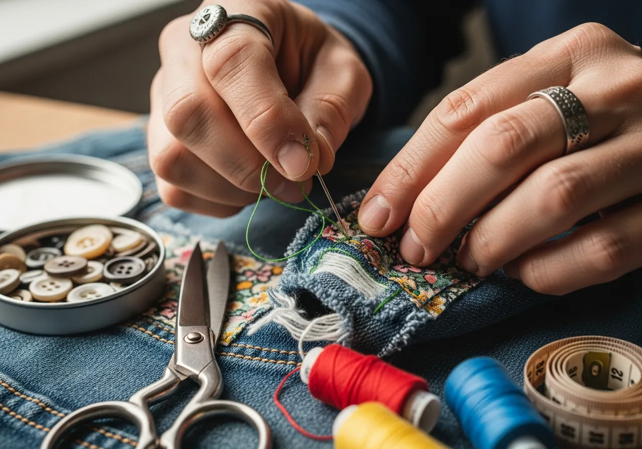 Vaatteiden korjaaminen käsityönä